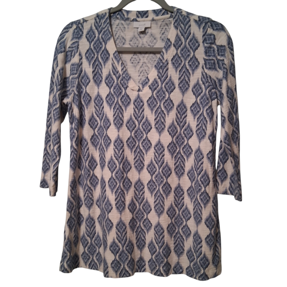 J Jill Ikat Blue and White Patterned Women's Top Size XS